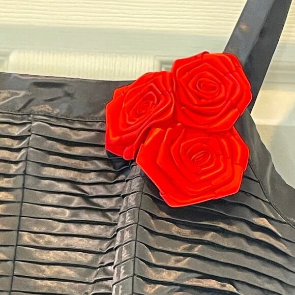 UNIQUE VINTAGE Black Satin and Tulle Black Swing Dress 1950s Sz 3X#11 - Picture 8 of 9